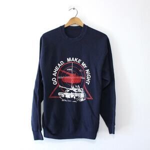 Vintage M1 Abrams Tank Go Ahead Make My Night Military Sweatshirt Large